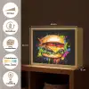 Hamburger - Graffiti - Verf - Kleurrijk - Eten - Abstract Light Box met batterij (Wandlamp) middel -USP_websiteoverzichtNL