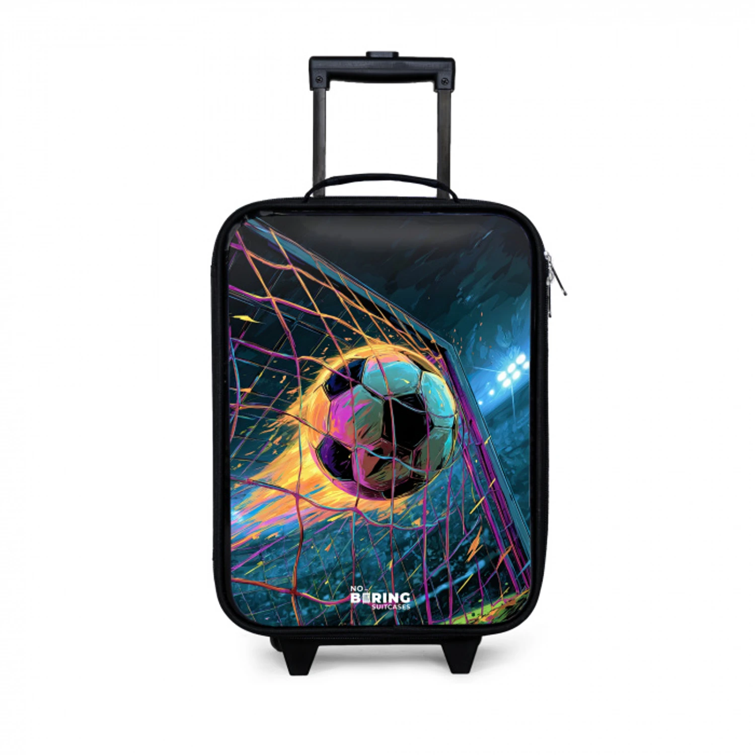 Neon - Net - Voetbal - Kleurrijk Kinderkoffer - Zwart klein -3d