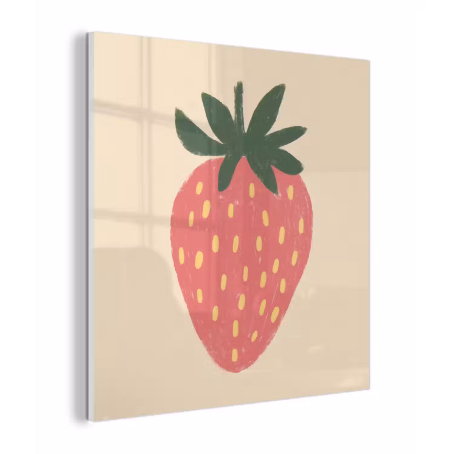 Glas schilderij - Aardbei - Minimalistisch - Rood - Fruit