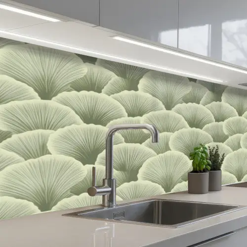 Waaier - Blad - Groen keuken achterwand 2 middel 871 -3d_schuin