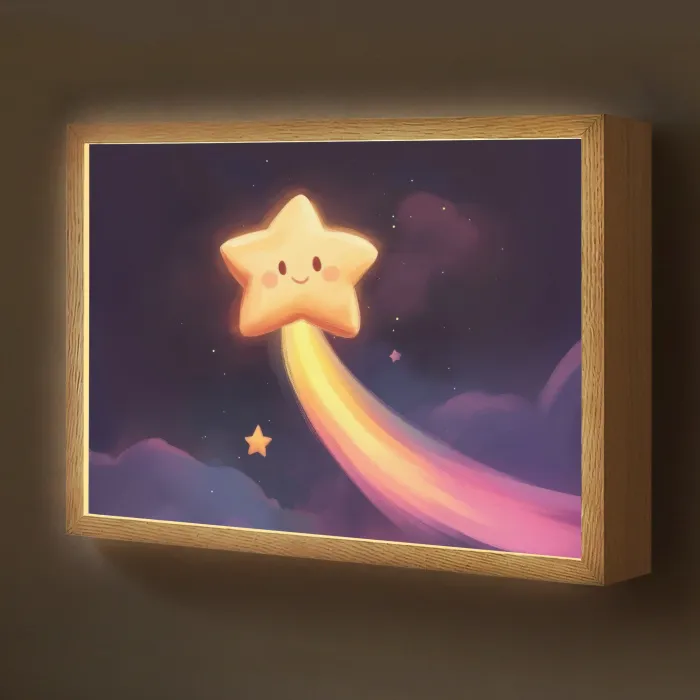 Ster - Gezichtje - Lichtgevend Light Box met batterij (Wandlamp kind) middel -z3d_website