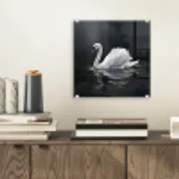 Zwaan - Water - Natuur - Realistisch - Wit plexiglas 5mm klein -sfeer1