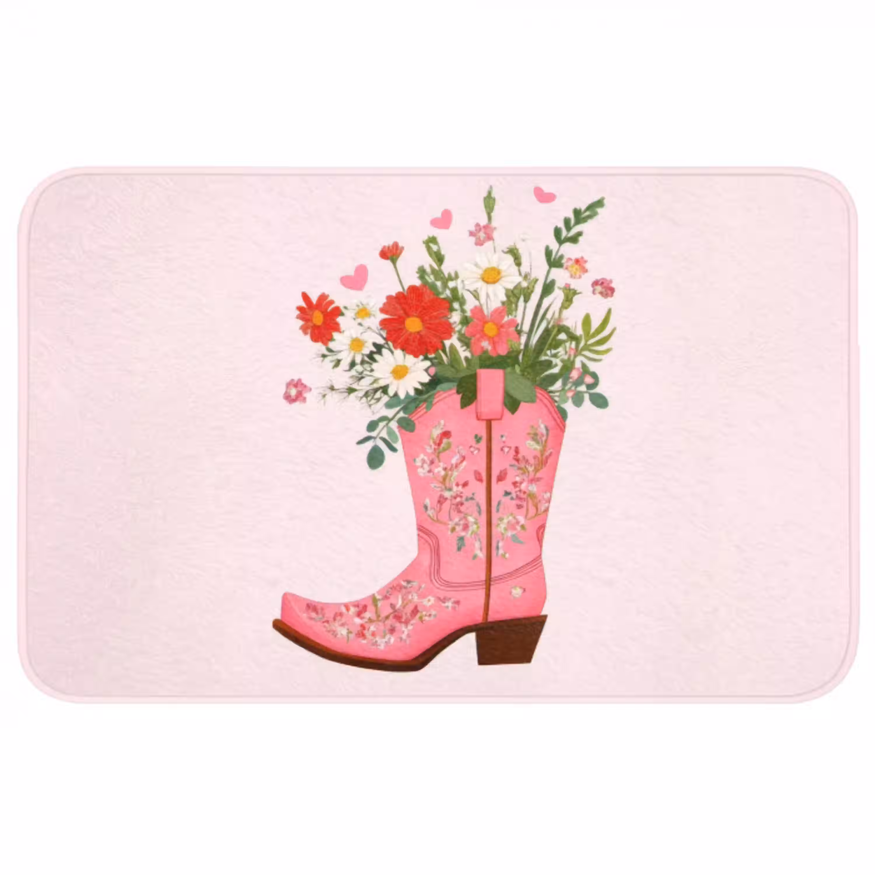 Cowboylaarzen - Roze - Boeket - Bloemen WCmat middel -3d