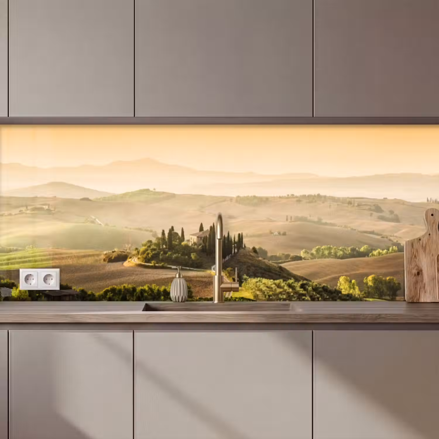 Küchenrückwand - Landschaft - Toskana - Morgenlicht
