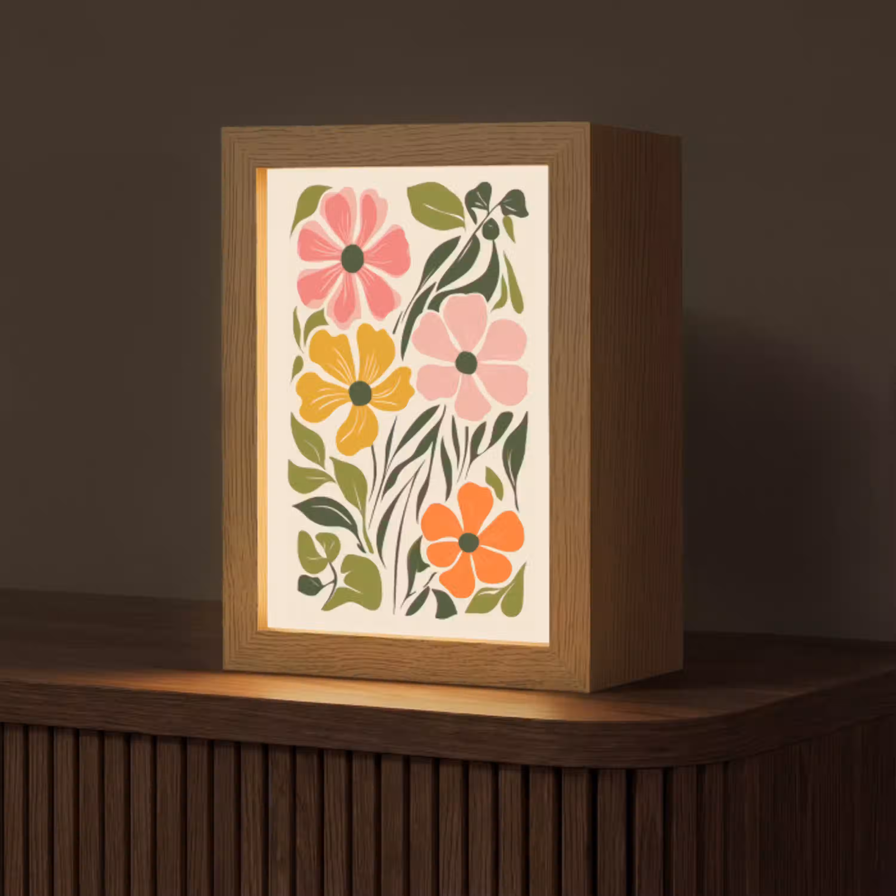 Bloemen - Speels - Kleurrijk Light Box met kabel (Tafellamp) klein -z3d_website