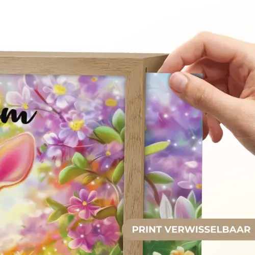Hertje - Eekhoorn - Bloemenveld - Kleurrijk Light Box met batterij (Wandlamp kind) middel -USP_websiteprintNL