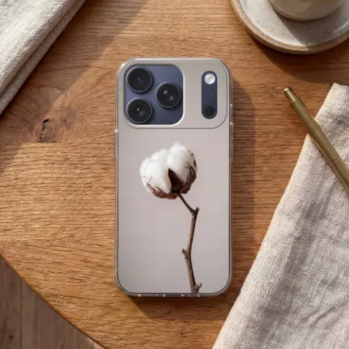 Katoenbol - Minimalistisch - Wit Telefoonhoesje iPhone 17 Pro klein -sfeer1