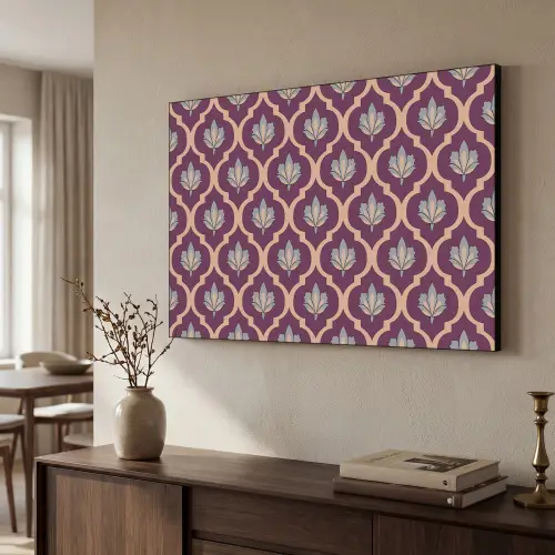Patroon - Paars - Bloem Textielframe zwart klein -sfeer3