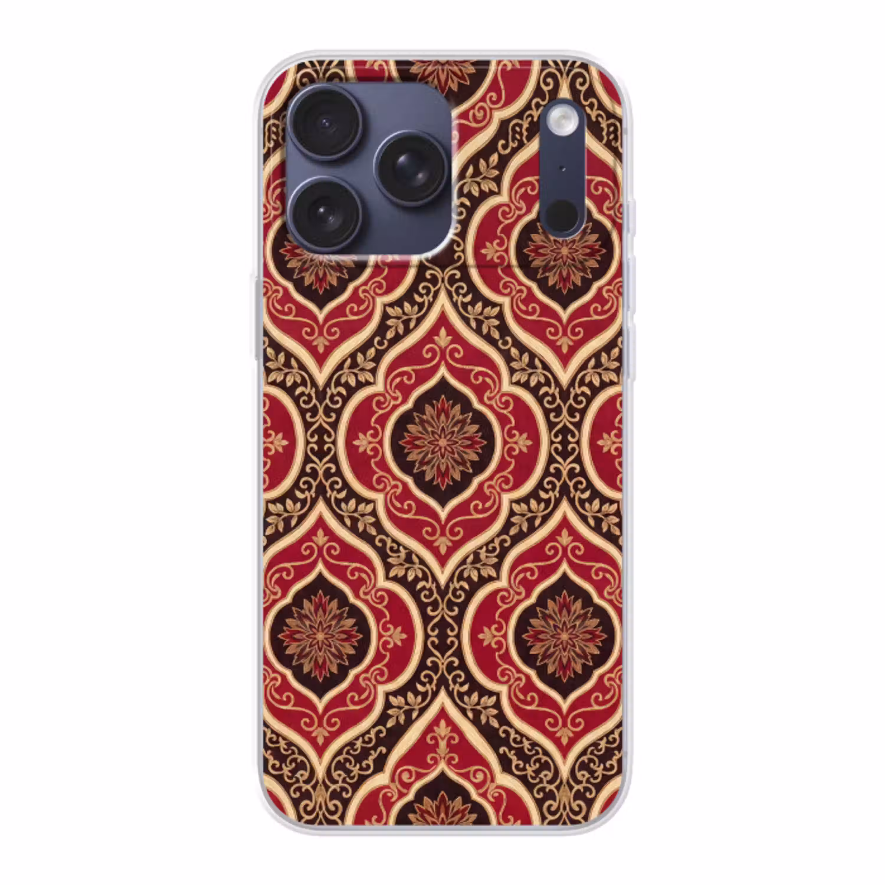 Patroon - Ornament - Barok - Rood - Goud Telefoonhoesje iPhone 17 Pro Max klein -3d