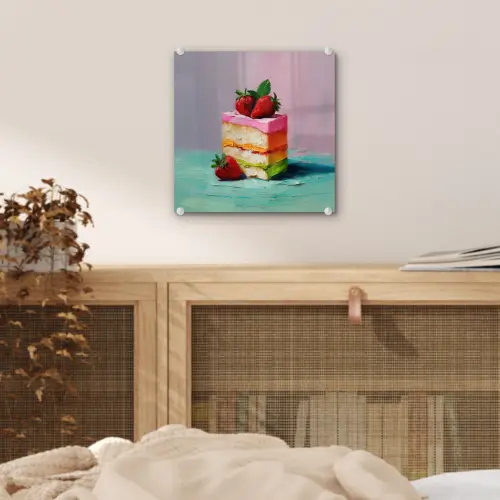 Taartje - Aardbeien - Glazuur - Kleurrijk plexiglas 5mm klein -sfeer4