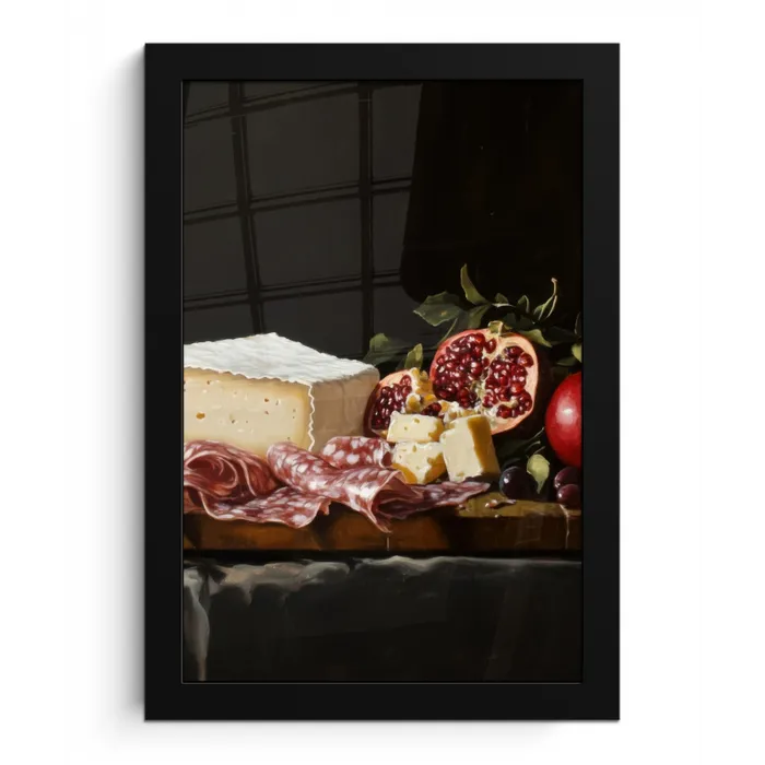 Stilleven - Vintage - Borrelplank fotolijst zwart zonder passe partout klein -3d