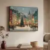 Kerstsfeer - Stadsplein - Kleurrijk Textielframe - compleet frame klein -sfeer3