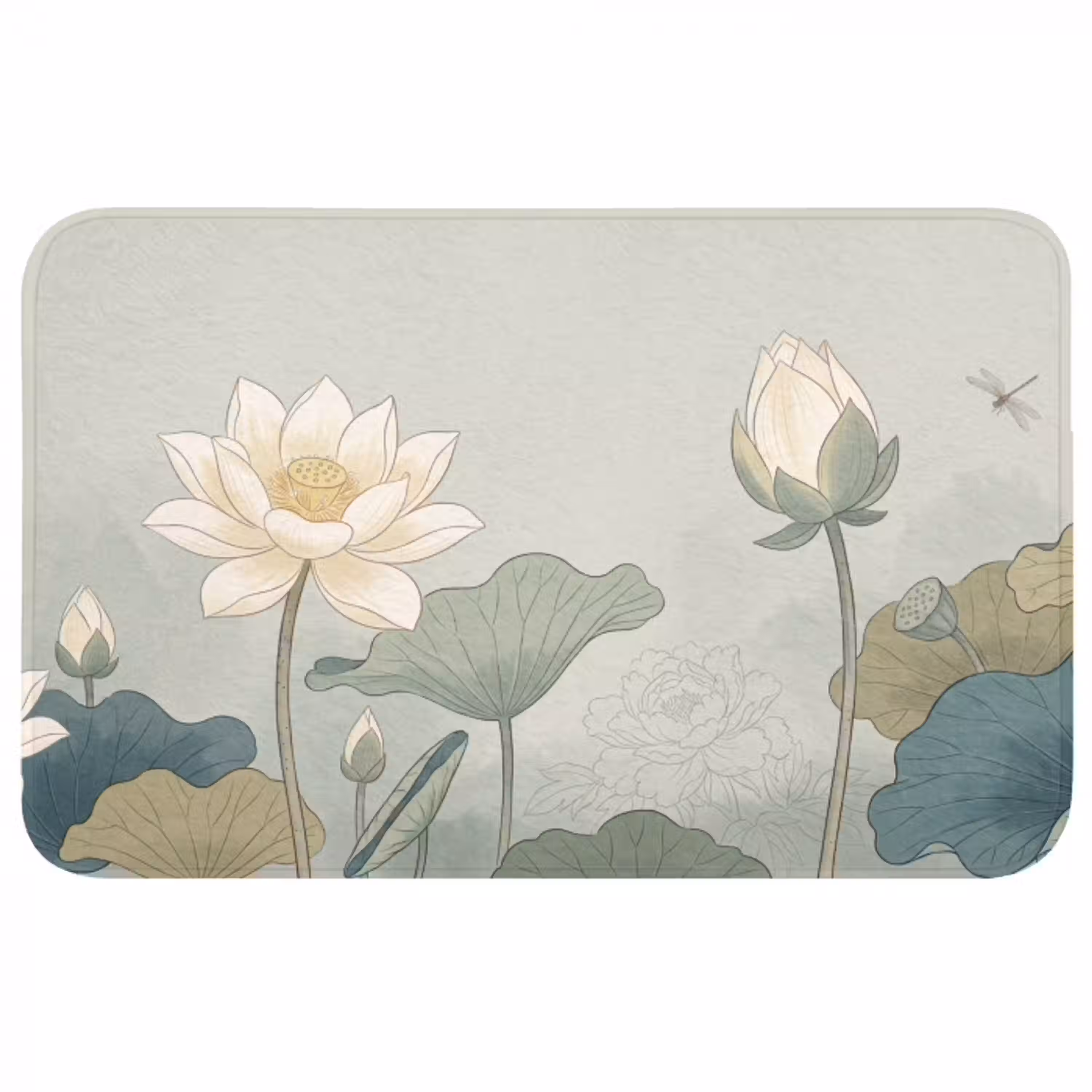 Lotus - Bloemen - Groen Badmat middel -3d
