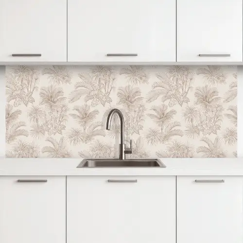 Bloemen - Beige - Planten - Vintage keuken achterwand 2 middel -3d