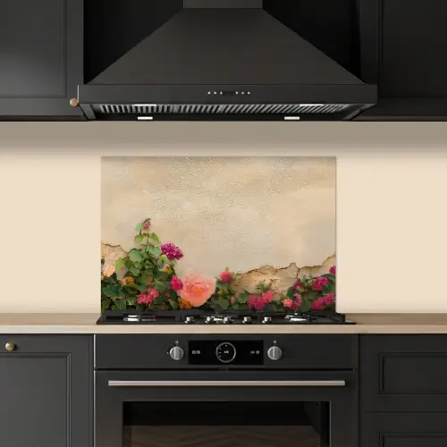 Rozen - Muur - Vintage keuken achterwand spatscherm klein -sfeer1