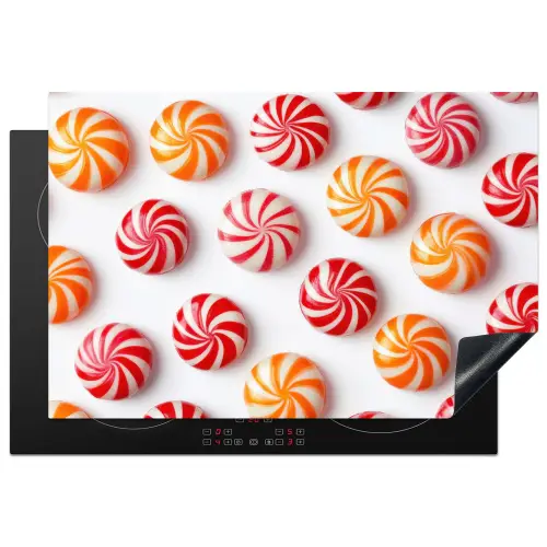 Snoep - Patroon - Rood - Oranje Inductie beschermer vinyl 3mm klein -3d