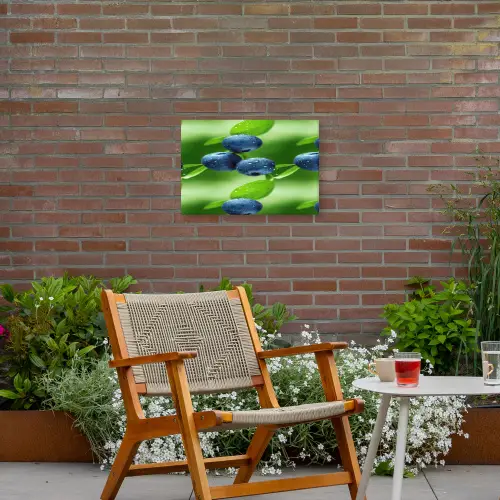 Bosbessen - Paars - Bladeren - Groen Tuinposter op houten frame 2 cm dik klein 845 -sfeer3