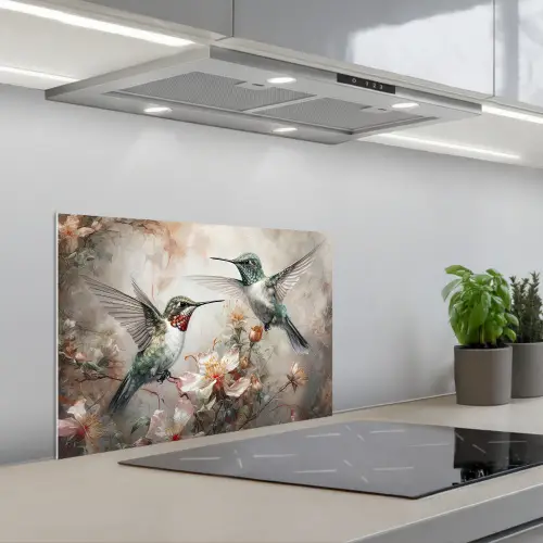 Kolibrie - Vogels - Bloemen - Planten keuken achterwand spatscherm klein -3d_schuin