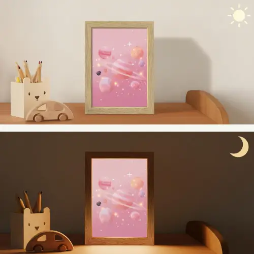 Planeten - Roze - Sterren Light Box met kabel klein -sfeer3_kind