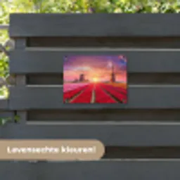 Tulpenvelden met windmolens bij zonsondergang tuinposter los doek klein -sfeer3