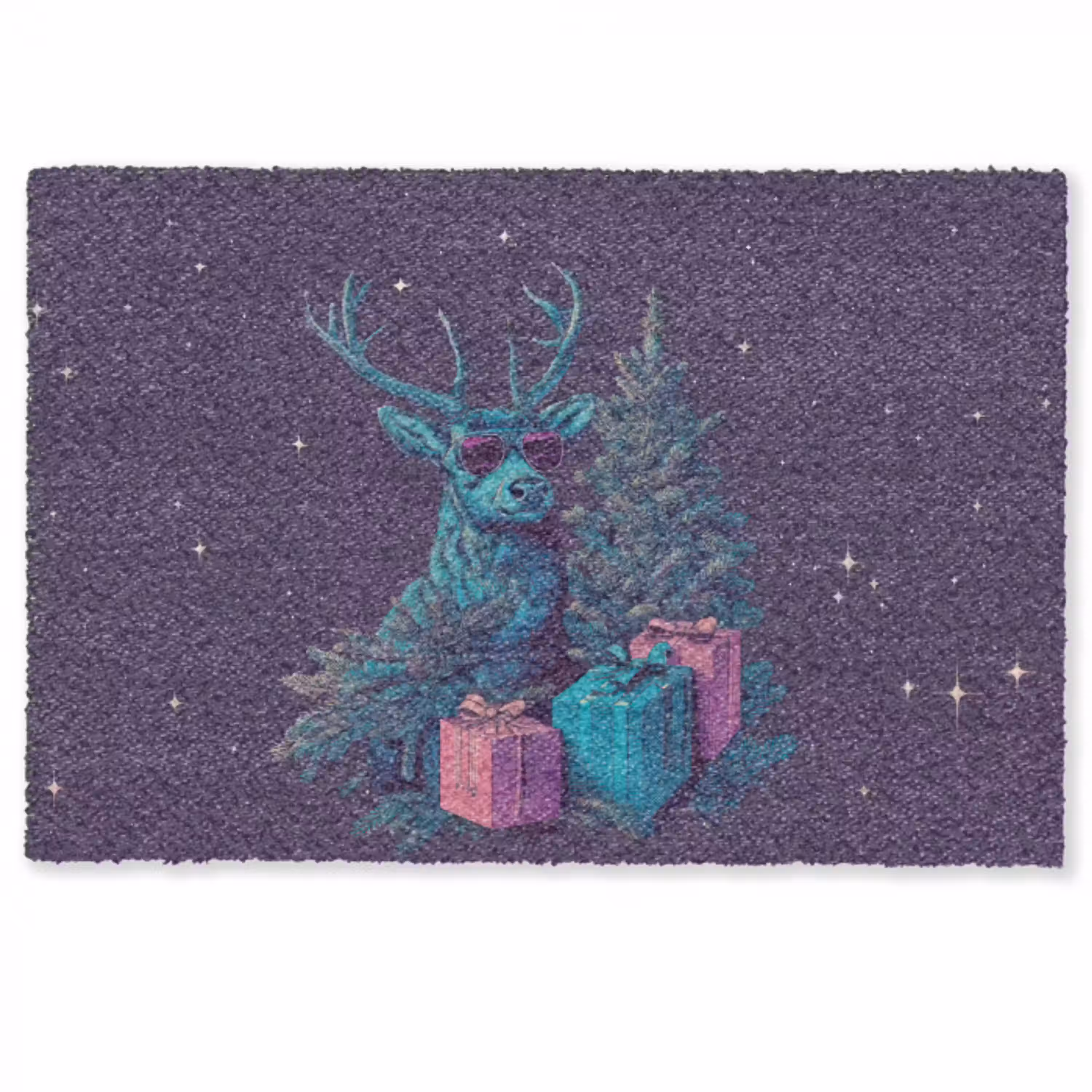 Rendier - Zonnebril - Neon - Kerstboom Deurmat klein -zkaufland3d