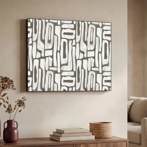 Donker - Wit - Abstract Textielframe zwart klein 947 -sfeer3