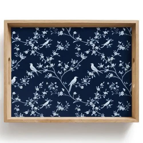 Grafisch - Bloesemtak - Blauw Dienblad Rechthoek middel 911 -z3d_shopping