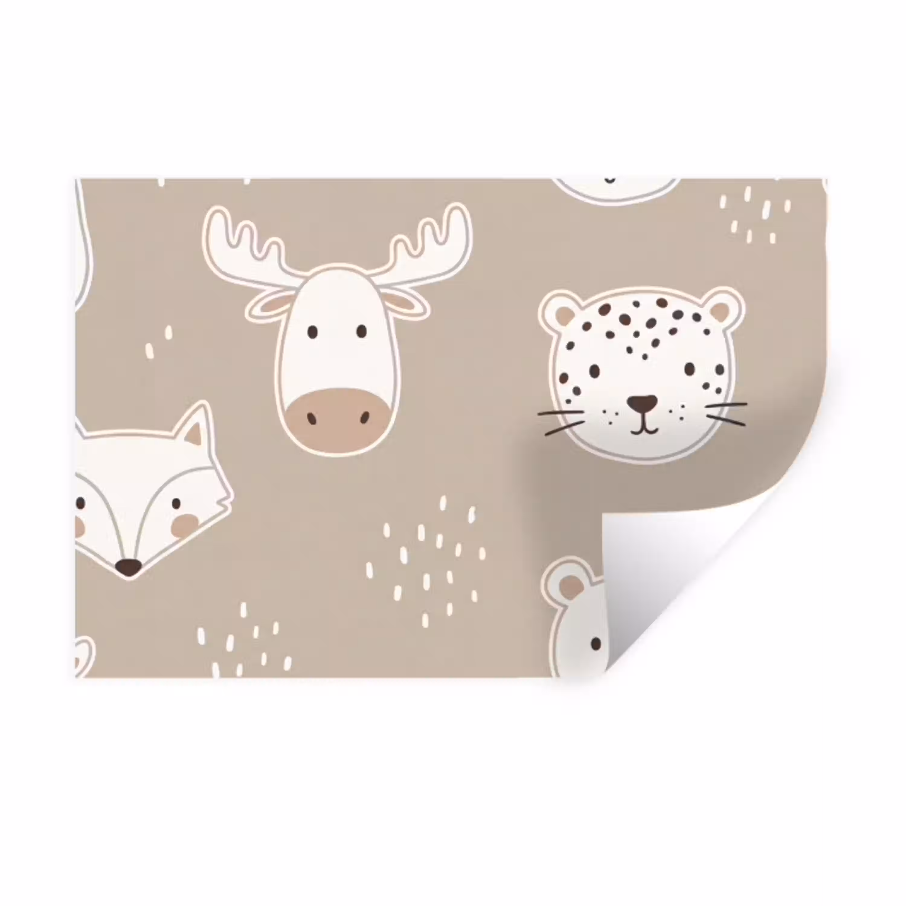 Dieren - Patroon - Illustratie - Modern - Beige Muursticker klein -3d