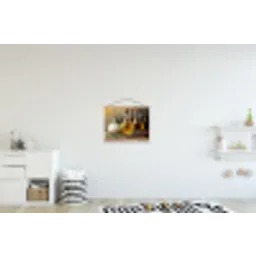 Stilleven - Olijfolie - Knoflook - Kruiden textielposter latten blank klein -kinderkamer