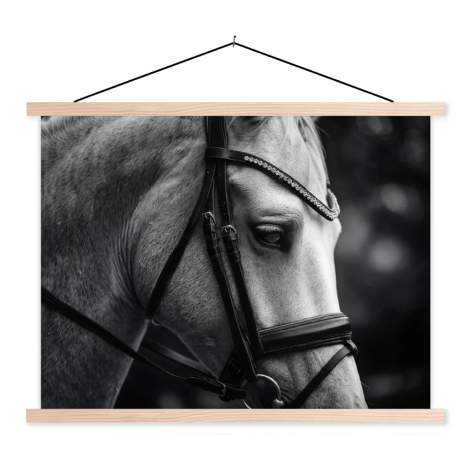 Paard - Schimmel - Portret textielposter latten blank klein -3d