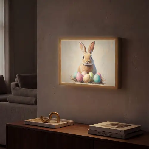 Paashaas - Pastel - Eieren Light Box met batterij (Wandlamp) middel -sfeer1