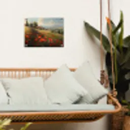 Klaprozen - Rood - Heuvels - Landschap tuinposter los doek klein -sfeer7