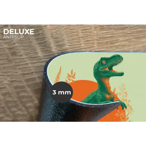 Dinosaurus - Groen - Planten - Cirkel Placemat vinyl groot -closeup