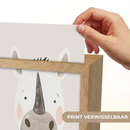 Neushoorn - Wilde dieren - Pastel kleuren Light Box met kabel (Kinderlampje) klein -USP_websiteprintNL