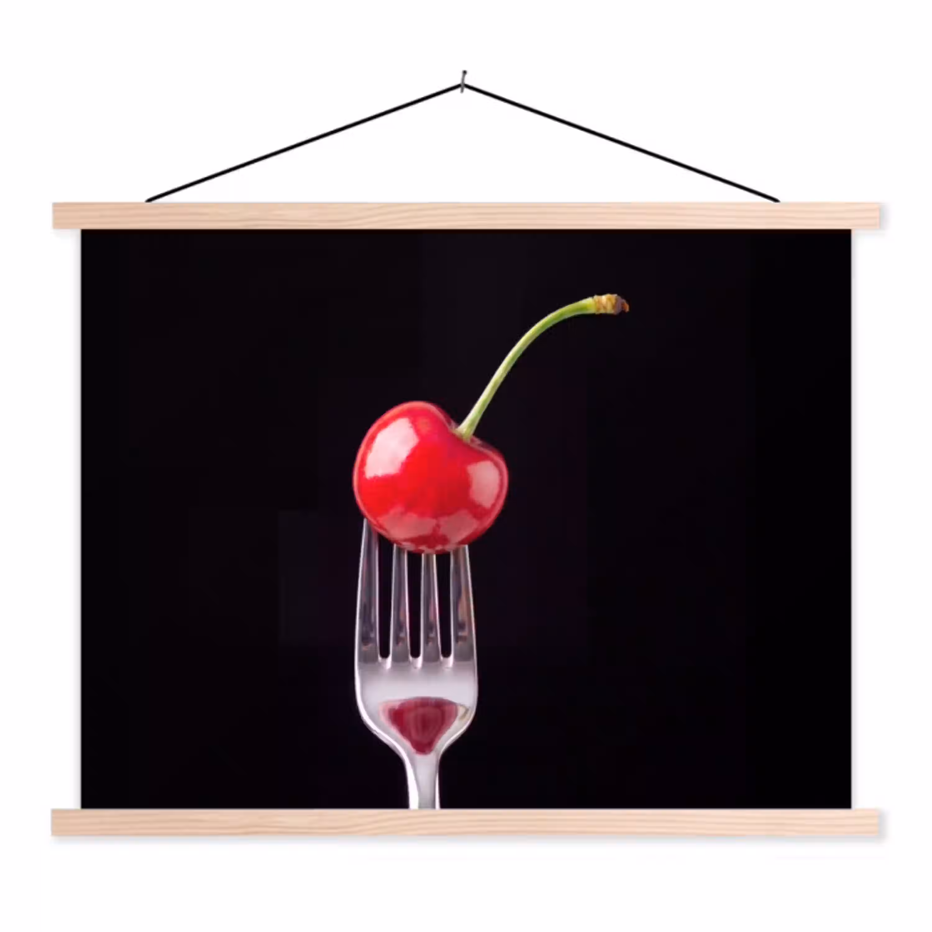 Rode kers - Vork textielposter latten blank klein -3d
