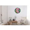 Bloemen - Roze - Glasmozaïek Wandcirkel aluminium klein -woonkamer