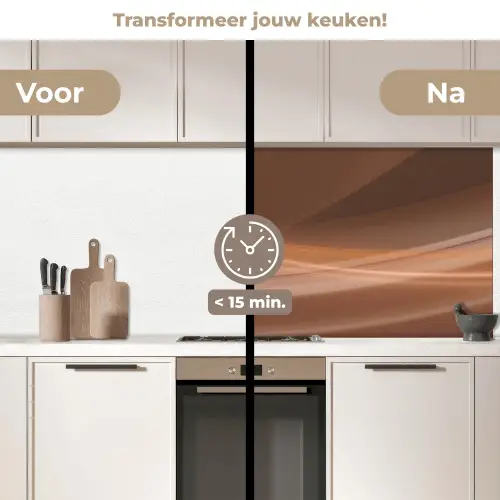 Golven - Abstract - Bruin keuken achterwand 2 middel -voor-na2_NL