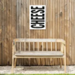 Zwart - Vintage - Cheese - Japandi Tuinposter op houten frame 2 cm dik klein -sfeer4