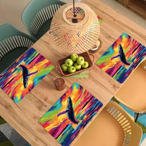 Zonsondergang - Walvis - Geschilderd - Kleurrijk Placemat vinyl groot -zzsfeer5_Kitchenyeah-website