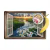 Doorkijk - Landschap - Raam - Water - Zonsondergang Placemat vinyl groot -zzzproduct_Kitchenyeah-website