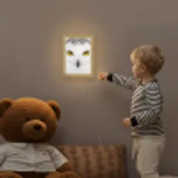 Sneeuwuil - Portret - Geel Light Box met kabel (Kinderlampje) klein -sfeer4a_kind