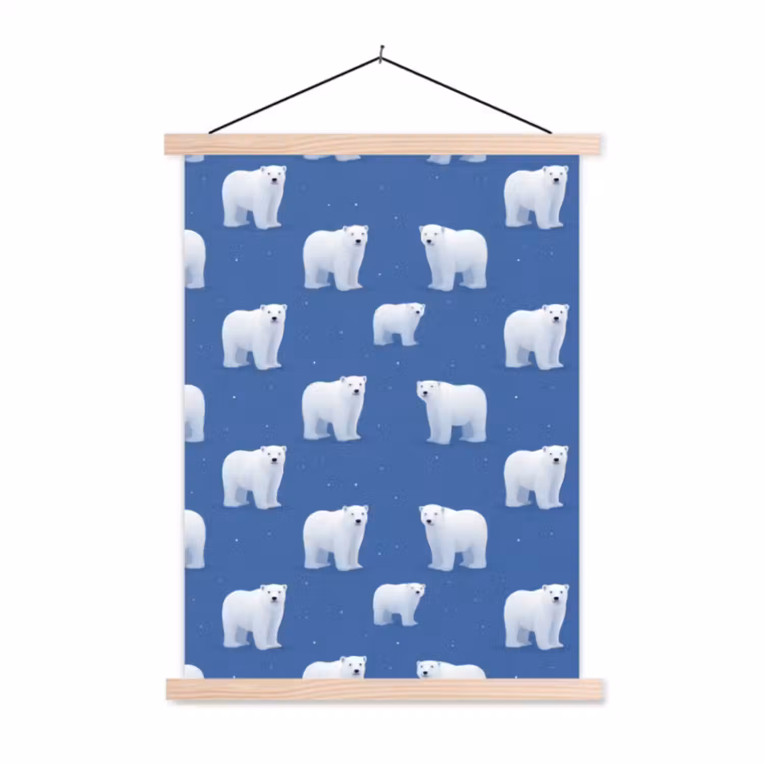 Hanging Poster - Polar bear - Pattern - Blue