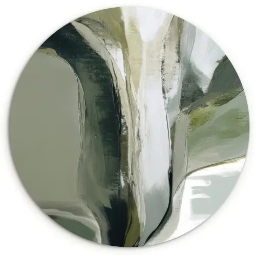 Natuur - Abstract - Groen - Penseelstreken Wandcirkel kunststof plaat 5mm dik klein -3d