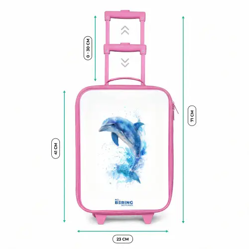 Springende blauwe dolfijn Kinderkoffer - Roze klein -productfoto_formaten