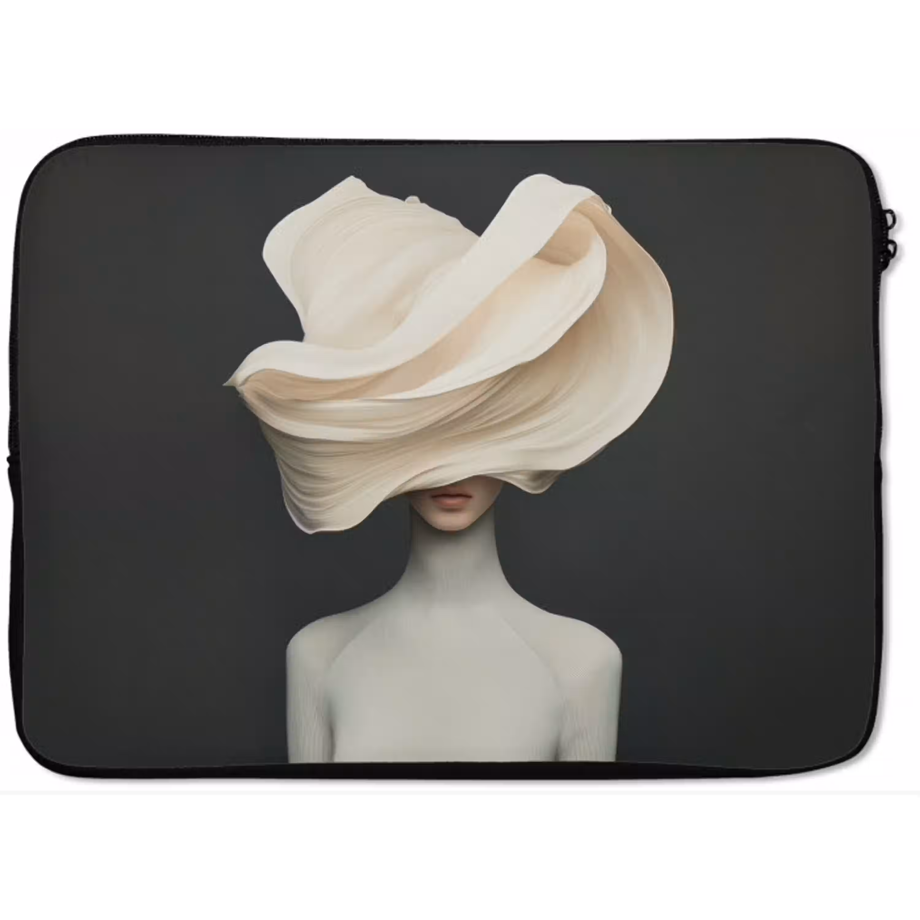 Vrouw - Beige - hoed laptophoes neopreen klein -zkaufland3dotto