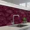Bloemen - Patroon - Bordeauxrood keuken achterwand 2 middel 871 -3d_schuin