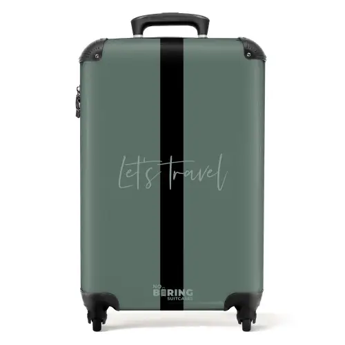 Groene achtergrond met tekst Let’s Travel NBS - Handbagage koffer - Volwassenen Unisex middel -productfoto_recht