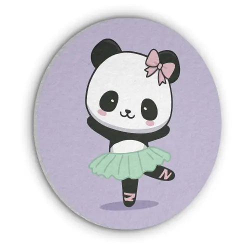 Panda - Paars - Sierlijk - Kawaii Akoestische PET Vilt - Rond klein -3d