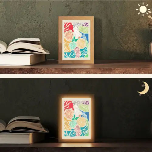 Kleurrijk - Abstract - Bloemen - Patronen Light Box met kabel (Tafellamp) klein -sfeer3