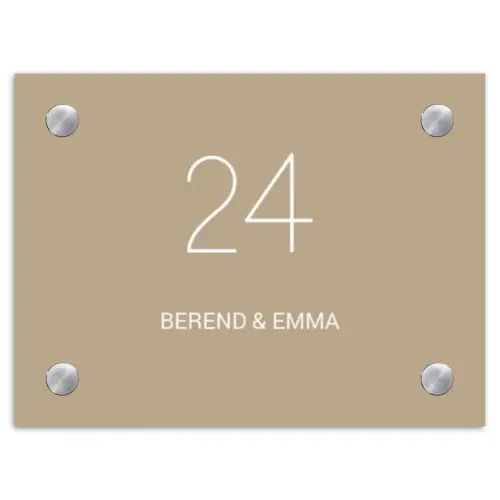 Zandkleur - Klassiek Naambord Rechthoek middel -3d